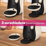 Bosch Tassimo Happy Friendly kávovar na kapsle TAS107E, 70+ nápojů, vhodný pro všechny šálky, Auto-Stop, udržitelný, perfektní dávkování, úspora místa, 1400 W, krémová/černá