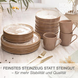 Moritz & Moritz MARIELLA 6místná 24dílná sada kameninového nádobí - Moderní béžové nádobí s hravým designem, kávový servis se snadnou údržbou s talířky, misky a šálky - Kombinovaná sada