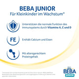 BEBA Junior 1+ mléčný nápoj od 1 roku, S HMO, Obsah bílkovin odpovídající věku, Pouze laktóza, Bez palmového oleje, Bez rybího tuku, Výživa pro batolata, Sušené dětské mléko, Balení 3 ks (3 x 800 g)