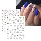 JMEOWIO Nálepka na nehty Blumen Frühling 9 Blatt Nálepka na nehty Selbtklebend Nagelaufkleber Buntes Letní Blumen Dekorace Nageldesign Zubehör