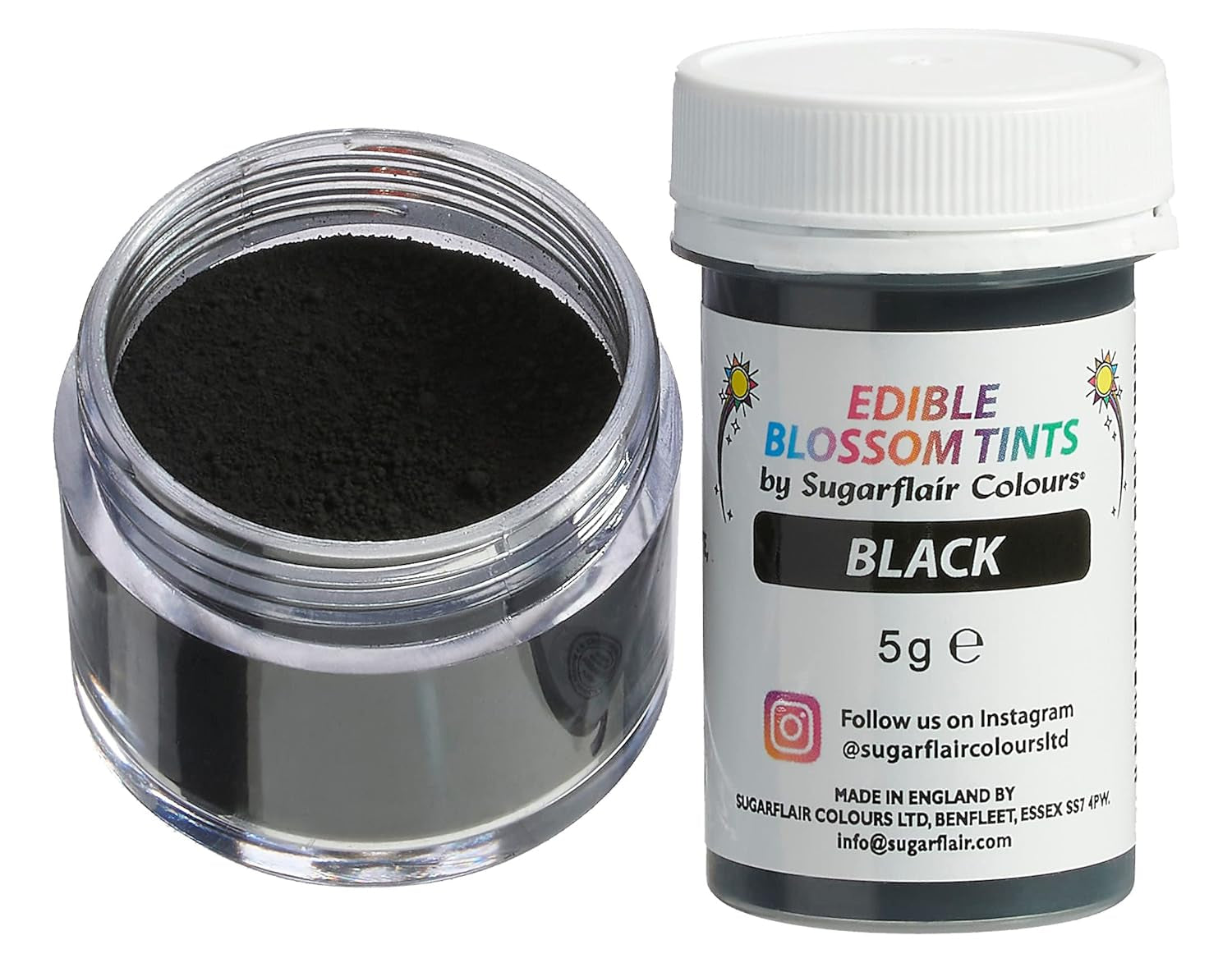 Sugarflair Blossom Tint Dust Black Food Coloring Powder - Potravinářský prášek pro ozdoby dortů, fondán, polevu, čokoládu, máslový krém, makronky a další - 5G