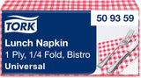 Tork Bistrored Lunch Ubrousek, 1/4-násobný, 1 vrstva, 33 cm × 33 cm, 8 × 400 ubrousků, 509359