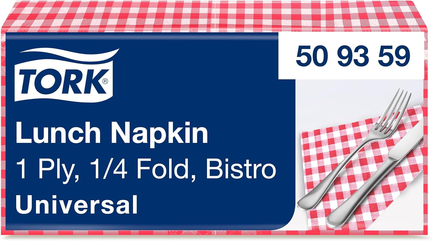 Tork Bistrored Lunch Ubrousek, 1/4-násobný, 1 vrstva, 33 cm × 33 cm, 8 × 400 ubrousků, 509359