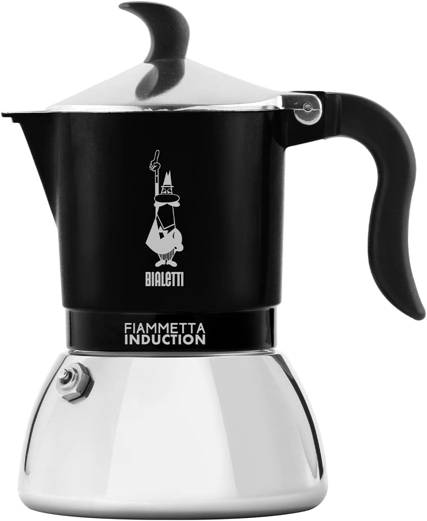 Indukční kávovar Bialetti Fiammetta, 2 šálky (100 ml), vhodný pro všechny typy varných desek, elegantní design, černá
