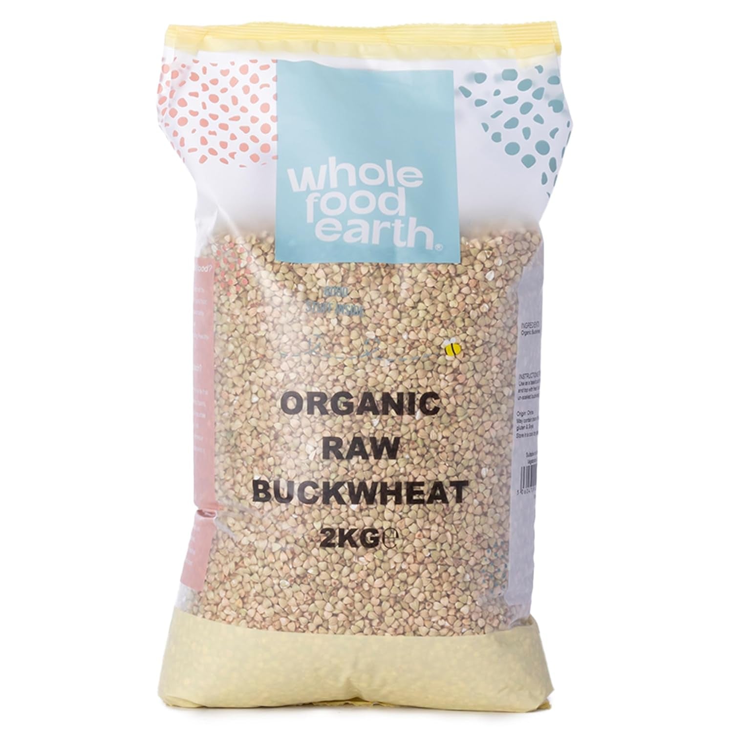 Wholefood Earth Organic Pohanka - 3 kg - Bez GMO - Vegan - Vysoký obsah vlákniny - Certifikované BIO