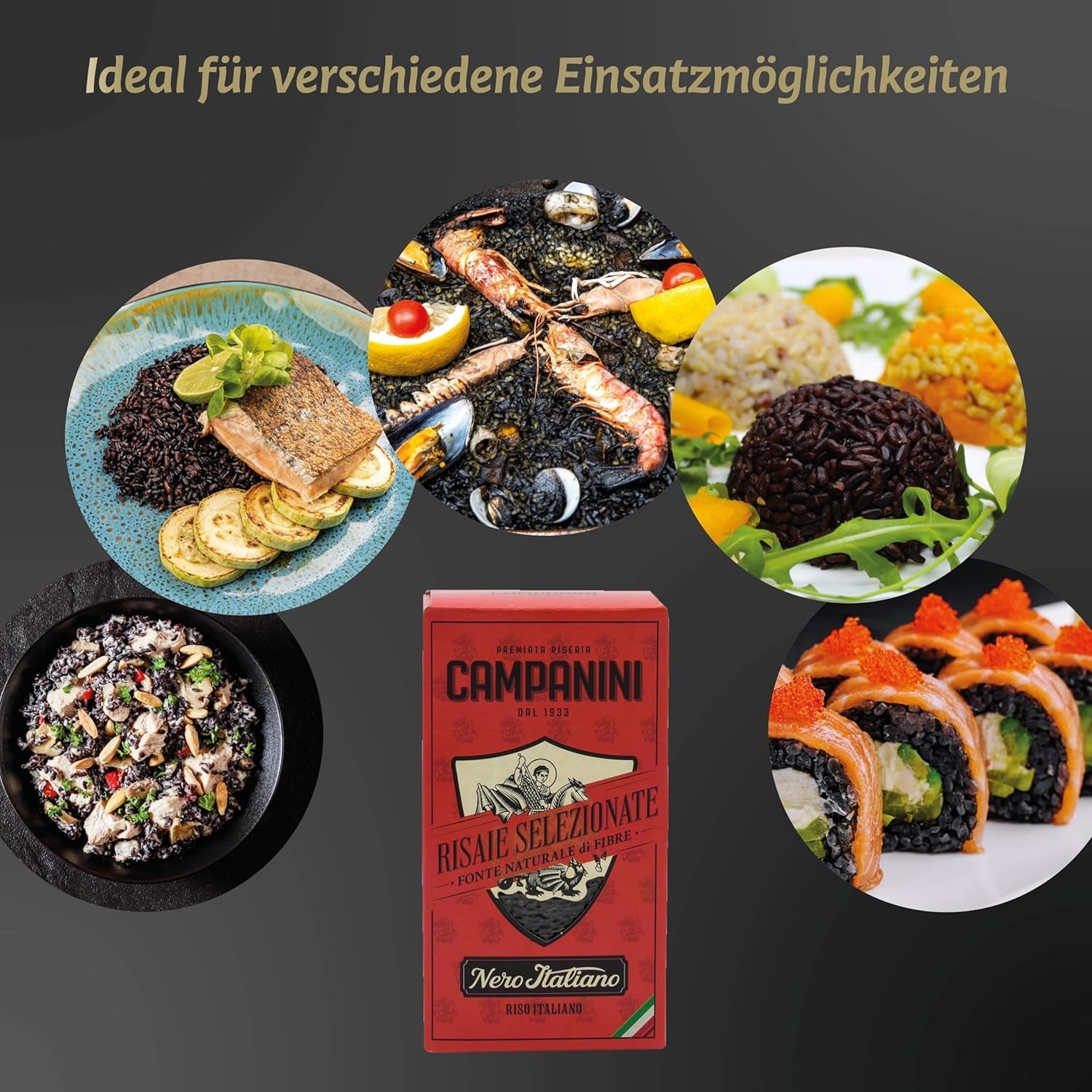 RISO NERO Černá rýže RISERA CAMPANINI 500g z Itálie Orientální rýže