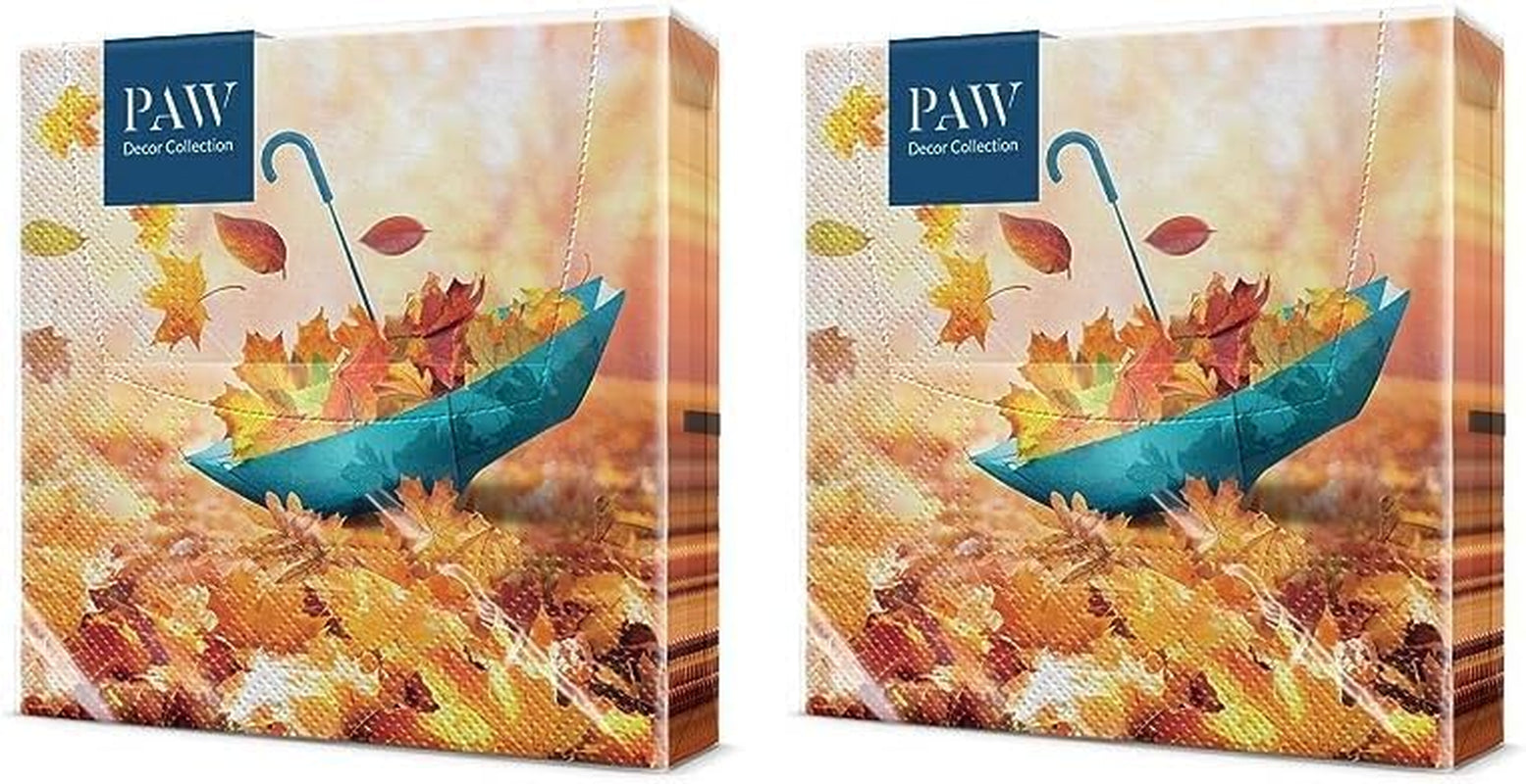 PAW - 3vrstvé ubrousky (33 X 33 cm) I 20 kusů I Ideální na narozeniny, večírky, rande I Podzimní dekorace na stůl I Barevné papírové ubrousky - Slunečnicové žluté lístky I Tančící slunečnice