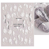 JMEOWIO 3D Nálepka na nehty Frühling Blume Nálepka na nehty Selbstklebend Nagelaufkleber 5D Stereoskopisch Buntes Letní Blumen Dekorace Nageldesign Zubehör 4 Blatt