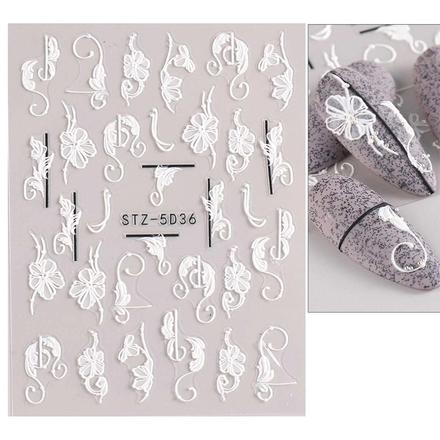 JMEOWIO 3D Nálepka na nehty Frühling Blume Nálepka na nehty Selbstklebend Nagelaufkleber 5D Stereoskopisch Buntes Letní Blumen Dekorace Nageldesign Zubehör 4 Blatt