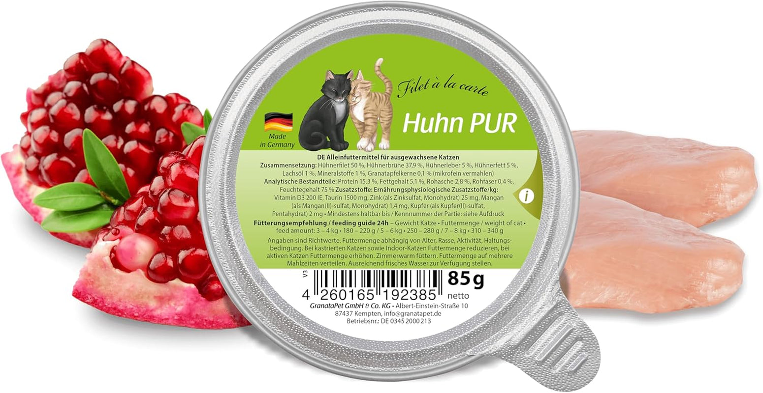 GranataPet Filet à la carte Chicken PURE, mokré krmivo pro kočky, kousky filé bez obilovin, krmivo pro kočky bez přidaného cukru, vysoký obsah masa, 6 x 85 g