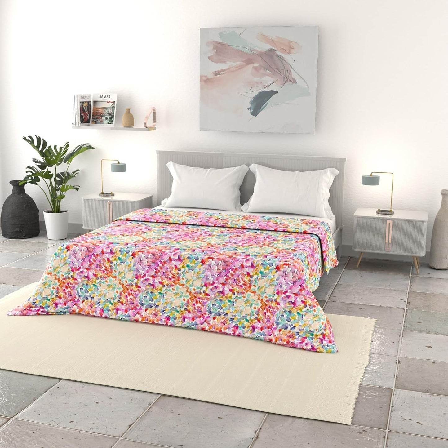 Italské povlečení, základní letní přehoz, potištěné mikrovlákno, 250X240Cm, Rombi Přikrývky a přikrývky Naty Shop Spring 250X240Cm