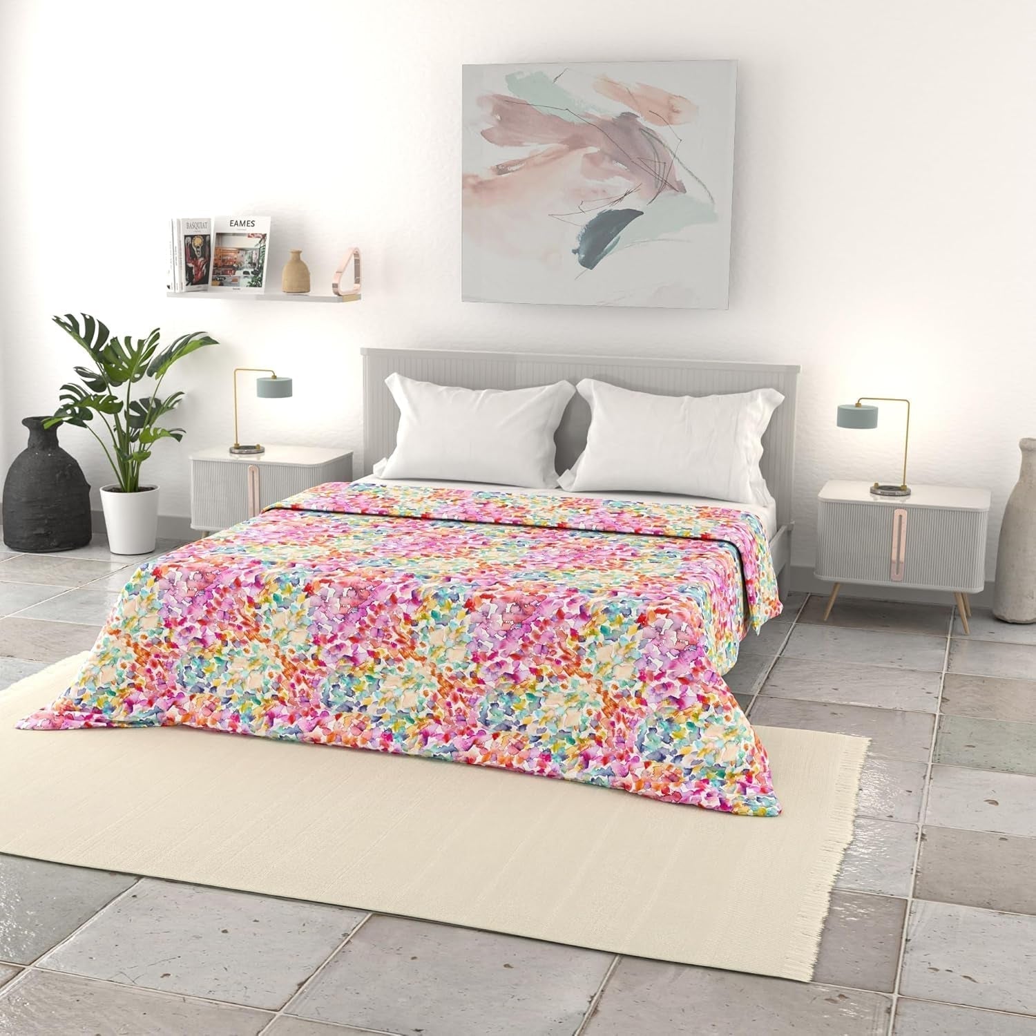 Italské povlečení, základní letní přehoz, potištěné mikrovlákno, 250X240Cm, Rombi Přikrývky a přikrývky Naty Shop Spring 250X240Cm