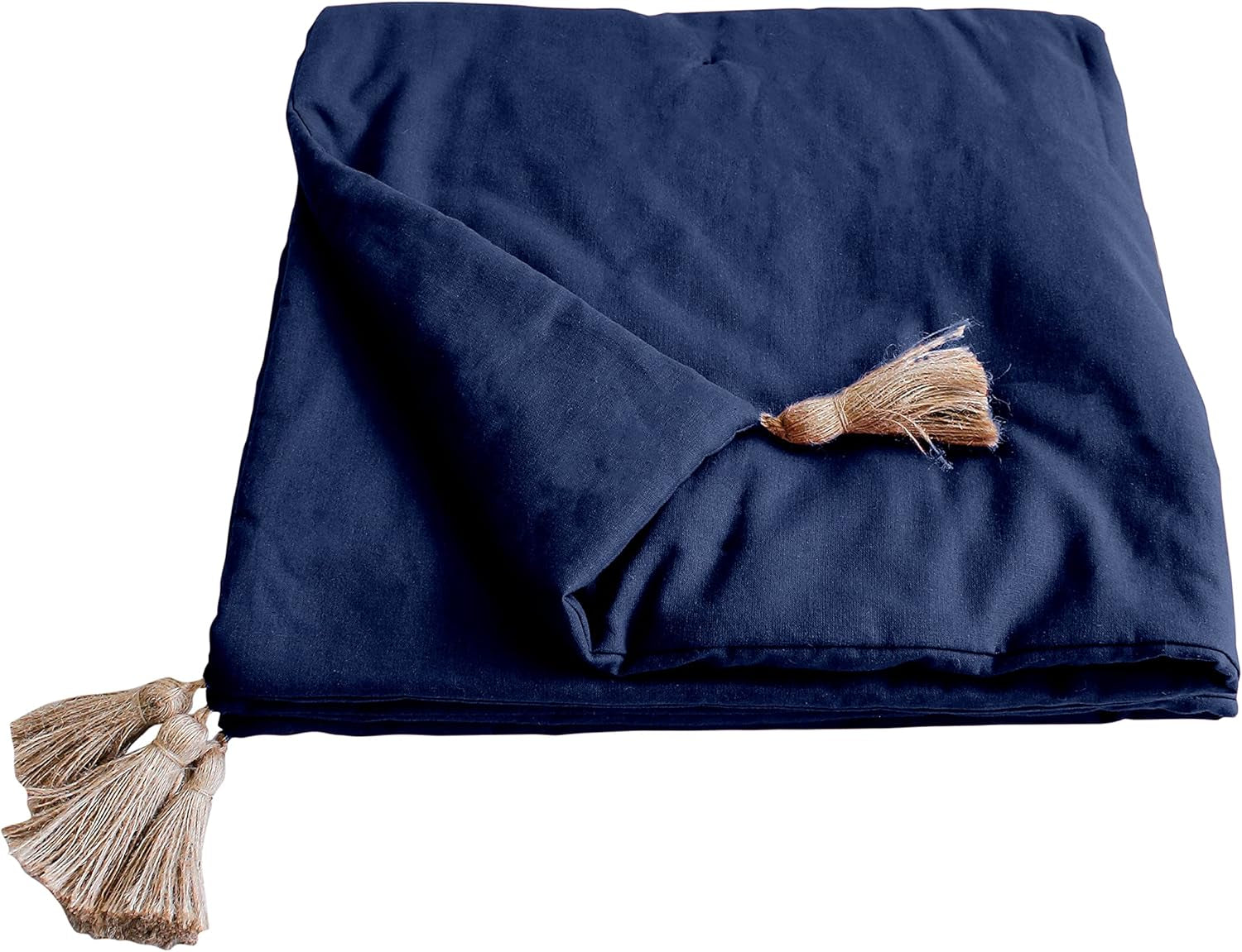 Enjoy Home - Kolekce Panama - Přikrývka se 4 jutovými střapci - 100% bavlna - Certifikát Oeko-Tex - 90 X 190 Cm - Barva: Námořnická modrá Přikrývky a přikrývky Naty Shop