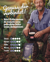 Blank Roast - BIO Winzer Kaffee 1000g - schonend mit Pfälzer Rebholz geröstet - ganze Kaffee-Bohnen aus Peru - 100% Arabica Röstung - schokoladig & nutsig - säurearm