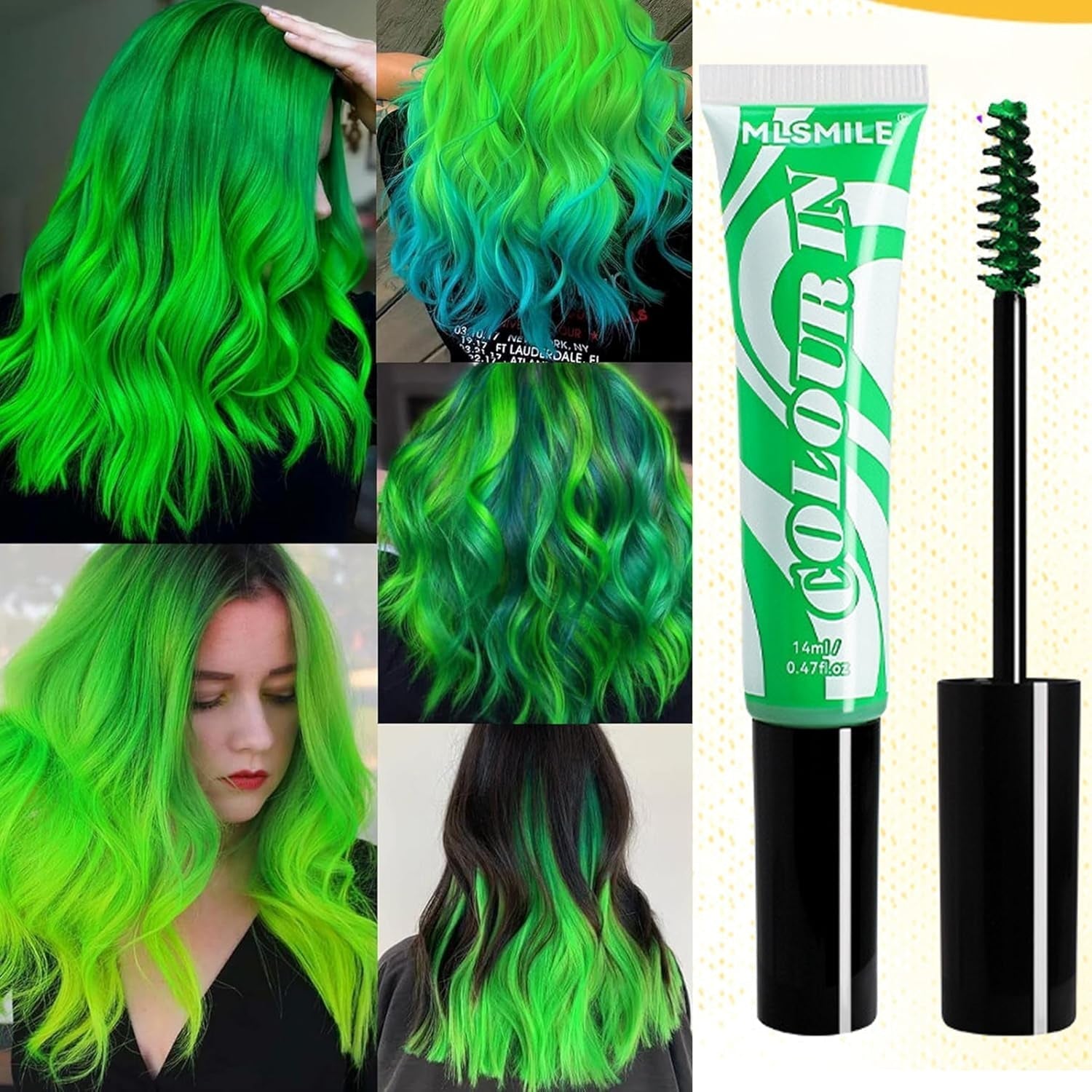 Green Temporary Hair Dye - 14ml Hair Chalk Barva na vlasy, Smývatelná zelená tyčinka na barvení vlasů, Instant Color Hair Chalk, Carnival Chalk Barva na vlasy pro Vánoce Halloween, Karneval, Cosplay Barva na vlasy Naty Shop