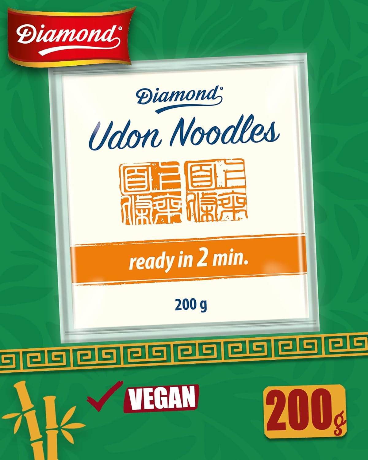 Udon nudle DIAMOND, rychlá a snadná příprava, vegetariánské, veganské - 1 x 200 g