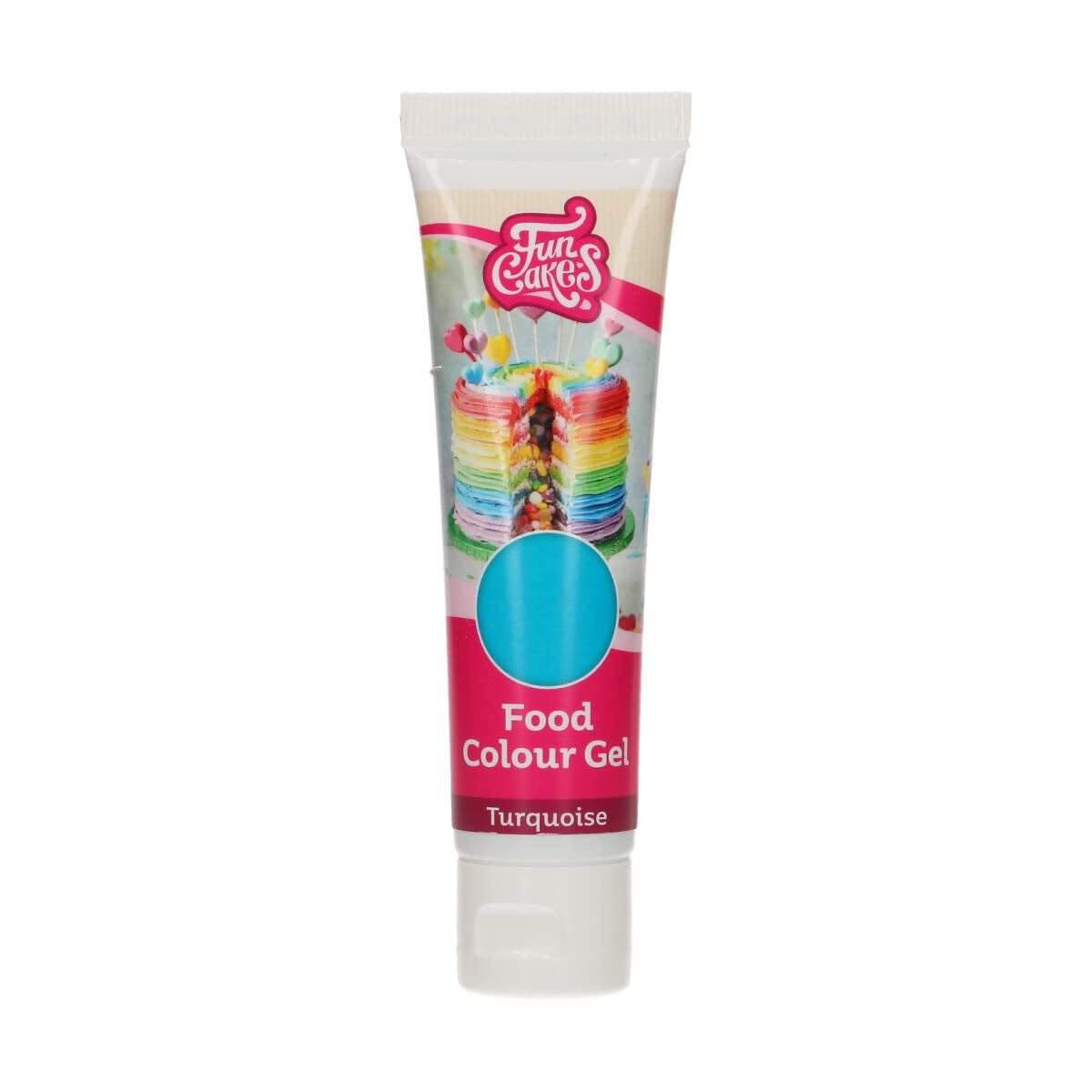 Potravinářské barvivo Funcakes Gel Turquoise: Vysoce koncentrované potravinářské barvivo do těsta, krému, fondánu a marcipánu. Snadné dávkování. Jediná kapka pro vytvoření zářivých barev. halal. 30 g.