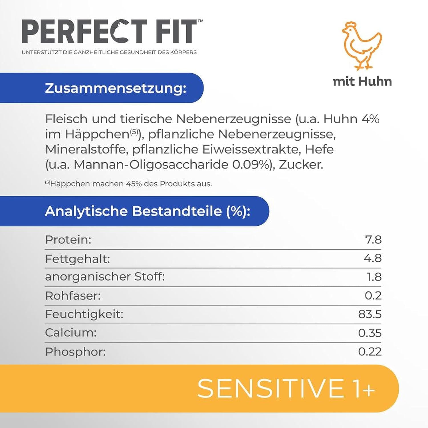 Mokré krmivo pro kočky Perfect Fit Sensitive 1+ s kuřecím masem v omáčce, 12 sáčků, 12 x 85 g - Prémiové vlhké krmivo pro citlivé kočky od 1 roku, bez pšenice a sóji, pro podporu trávení
