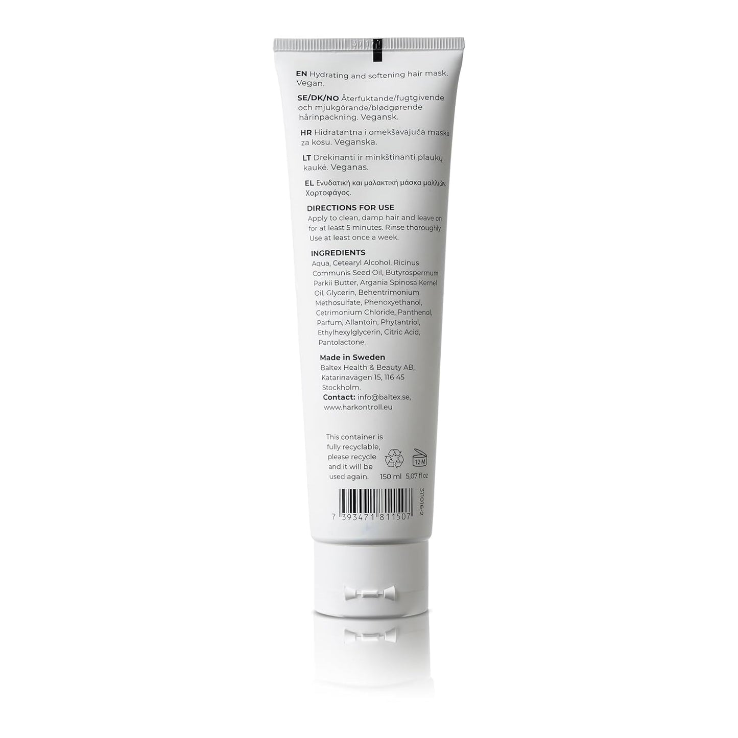 Harkontroll Deep Intense Hydrating Mask, intenzivní hydratační maska na vlasy, 150 ml Maska na vlasy Naty Shop