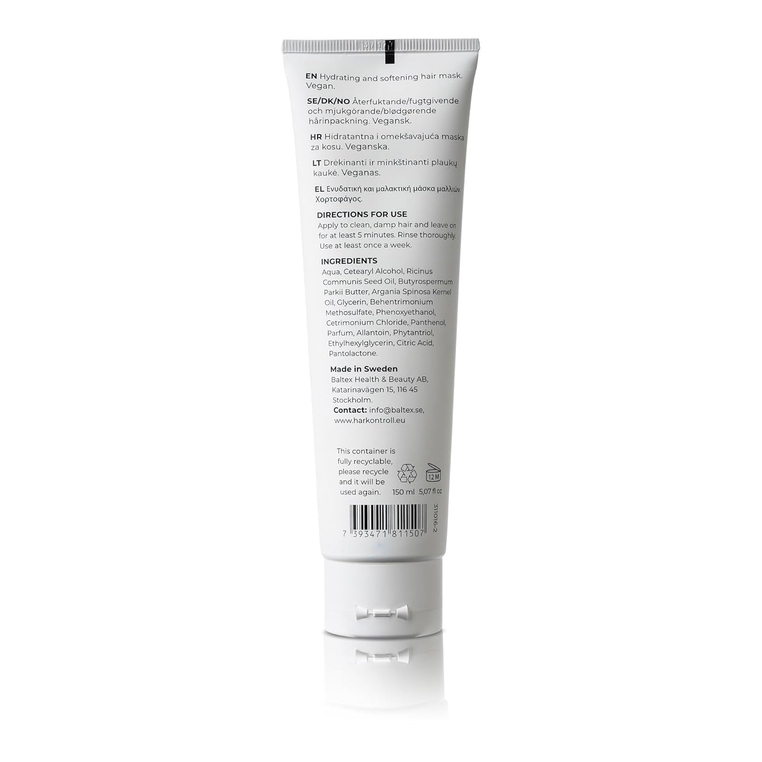 Harkontroll Deep Intense Hydrating Mask, intenzivní hydratační maska na vlasy, 150 ml Maska na vlasy Naty Shop