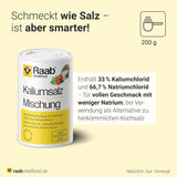 Raab Vitalfood Kalium salt-Mischung, Mineralsalzmischung mit 66,7% Natriumchlorid (Kochsalz) and 33% Kaliumchlorid, Kalium trägt zur Aufrechterhaltung eines normalen Blutdruck bei (1 x 200 g Dávka)