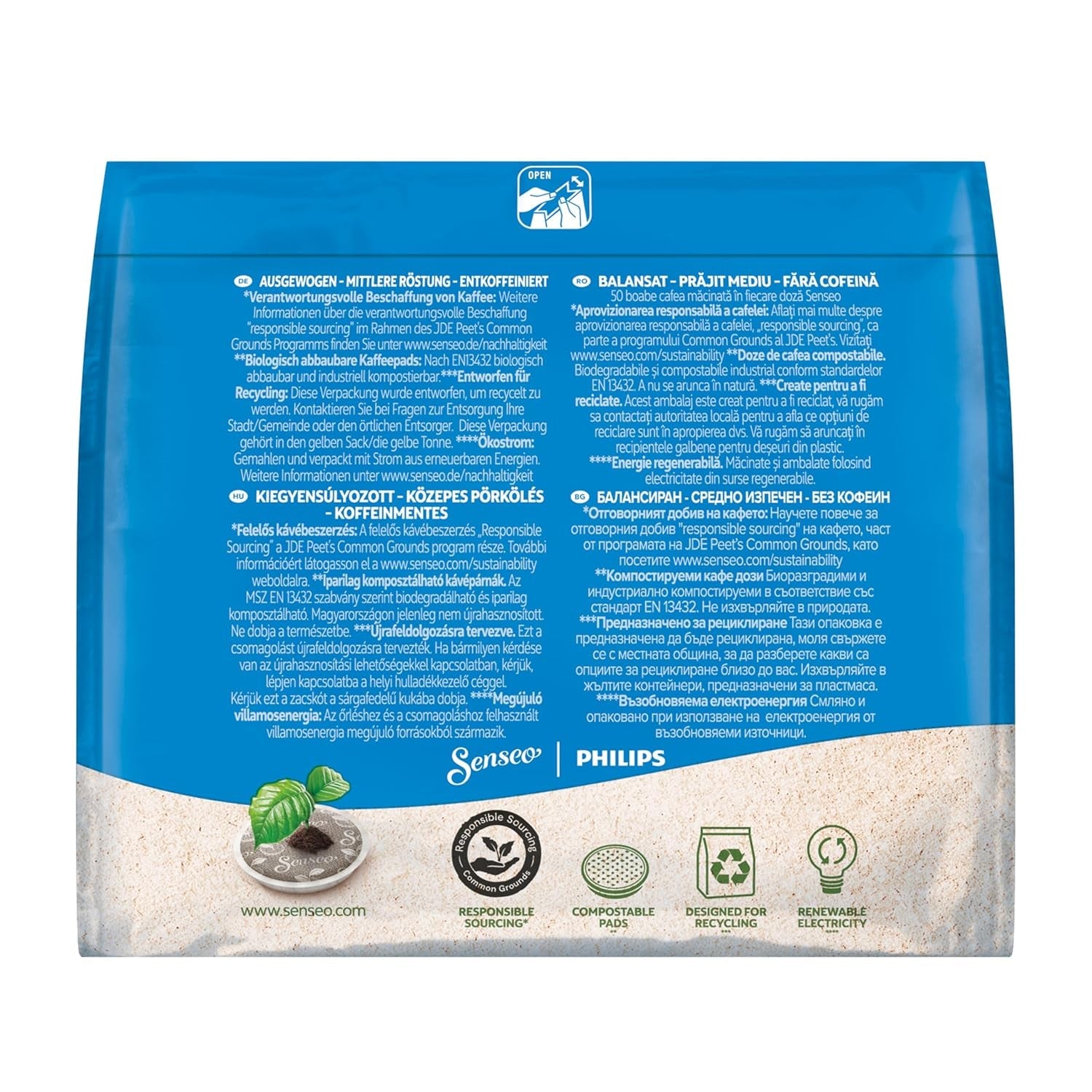 Senseo Pads Decaf Entkoffeiniert, 5 x 16 Getränke, 80 kaffeepadů
