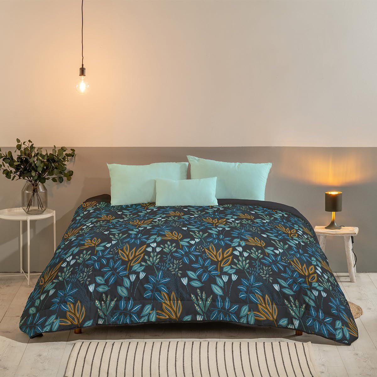 Bleu Câlin Potištěná 1 osoba Hermance přikrývka, polyester, modrá/šedá, 140 X 200 Cm Přikrývky a přikrývky Naty Shop Modrá/šedá 220X240 Cm