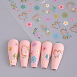 JMEOWIO Nálepka na nehty Blume 9 Blatt Nálepka na nehty Selbtklebend Nagelaufkleber Frühling Letní květinová dekorace Nageldesign Zubehör