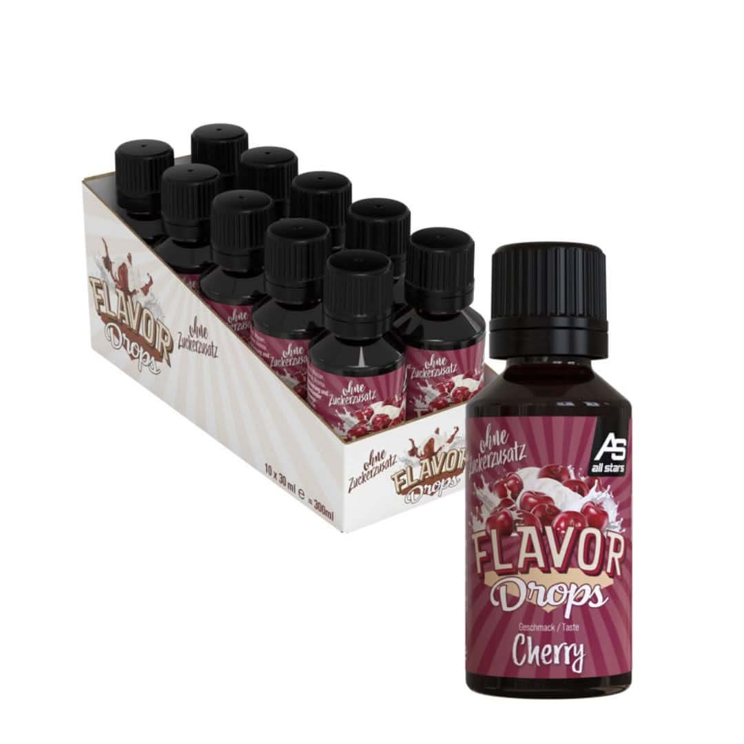 ALL STARS Flavor Drops, Ochucené kapky bez přidaného cukru a bez kalorií - Sladkost a chuť do jídla, 30 ml Sladidla Naty Shop Cherries 10 x 30 ml
