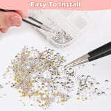 2 Boxen Nail Art Strasssteine, Pinzeta Nägel Flatback Perlen Nail Charms Mit Křišťálové Nagelzubehör Diamanten Edelstahl-Perlen Für Nagelschmuck