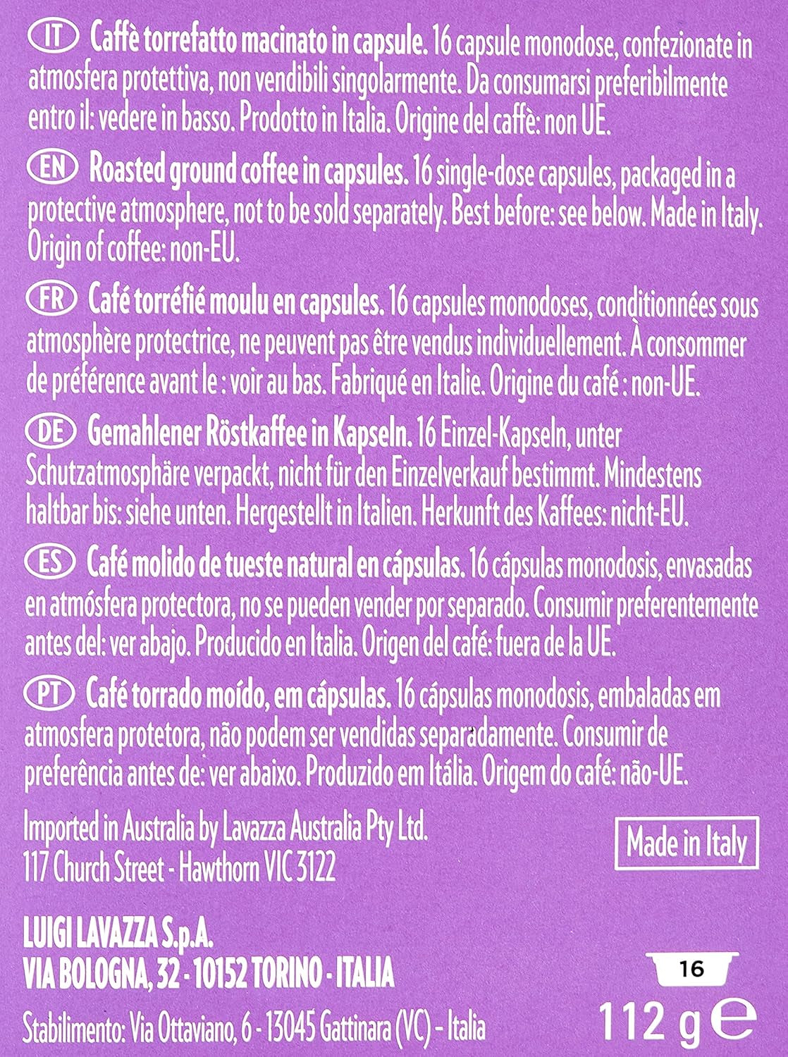 Lavazza A Modo Mio Espresso Soave, 1 x 16 kapslí (1 x 112 g)