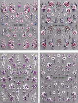 JMEOWIO 3D Nálepka na nehty Blumen Nálepka na nehty Selbstklebend Nagelaufkleber 5D Stereoskopické jarní letní dekorace Nageldesign Zubehör 4 Blatt