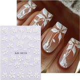 JMEOWIO 3D Nálepka na nehty Blumen Nálepka na nehty Selbstklebend Nagelaufkleber 5D Stereoskopické jarní letní dekorace Nageldesign Zubehör 4 Blatt