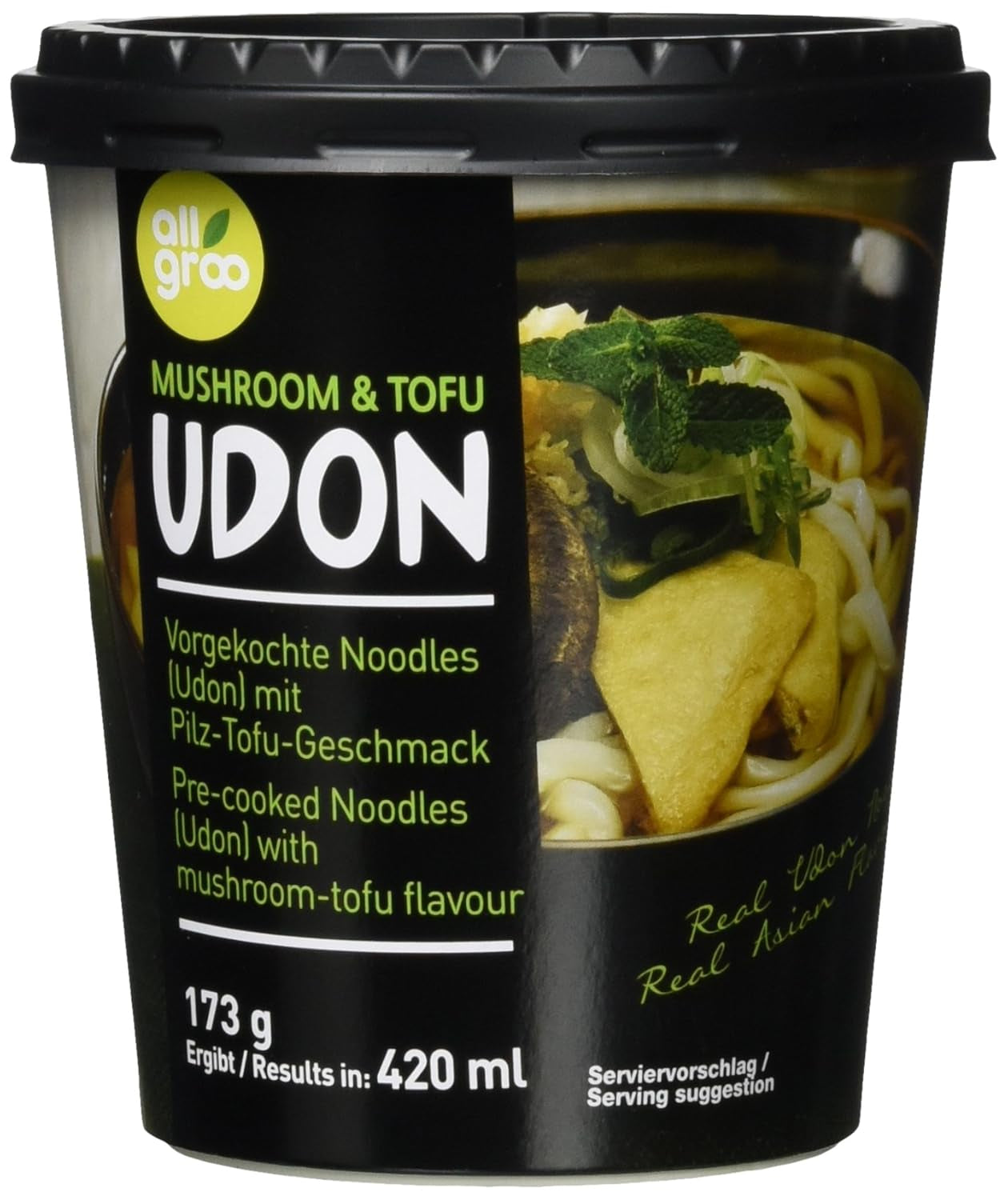 Allgroo Udon Cup instantní nudle – chutná a pikantní polévka Udon z mořských plodů – rychlá příprava (1 x 173 g)