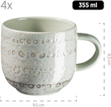 MÄSER 931744 Pikantní market Series, ručně malovaná sada nádobí pro 4 osoby ve vintage středomořském designu, 16dílná keramická kombinovaná sada, zelená, kamenina