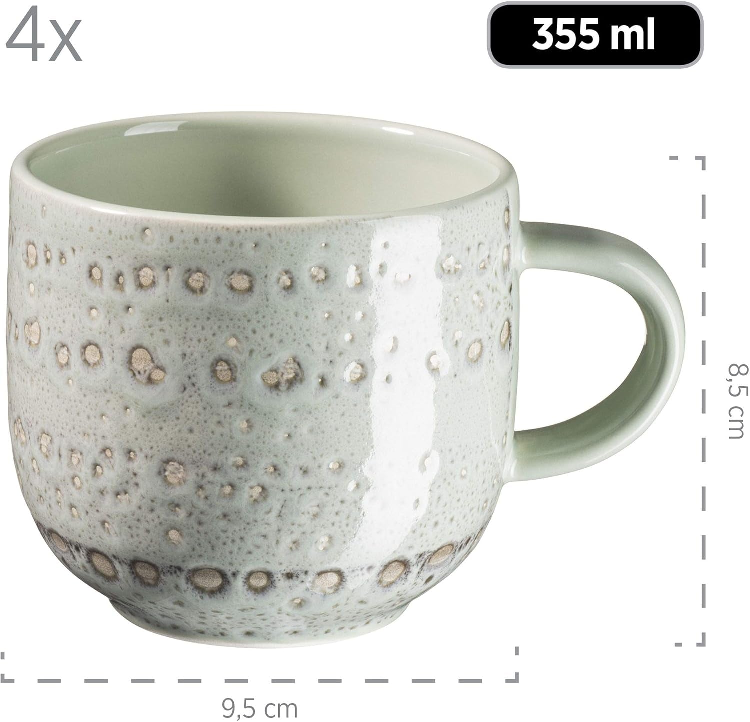 MÄSER 931744 Pikantní market Series, ručně malovaná sada nádobí pro 4 osoby ve vintage středomořském designu, 16dílná keramická kombinovaná sada, zelená, kamenina