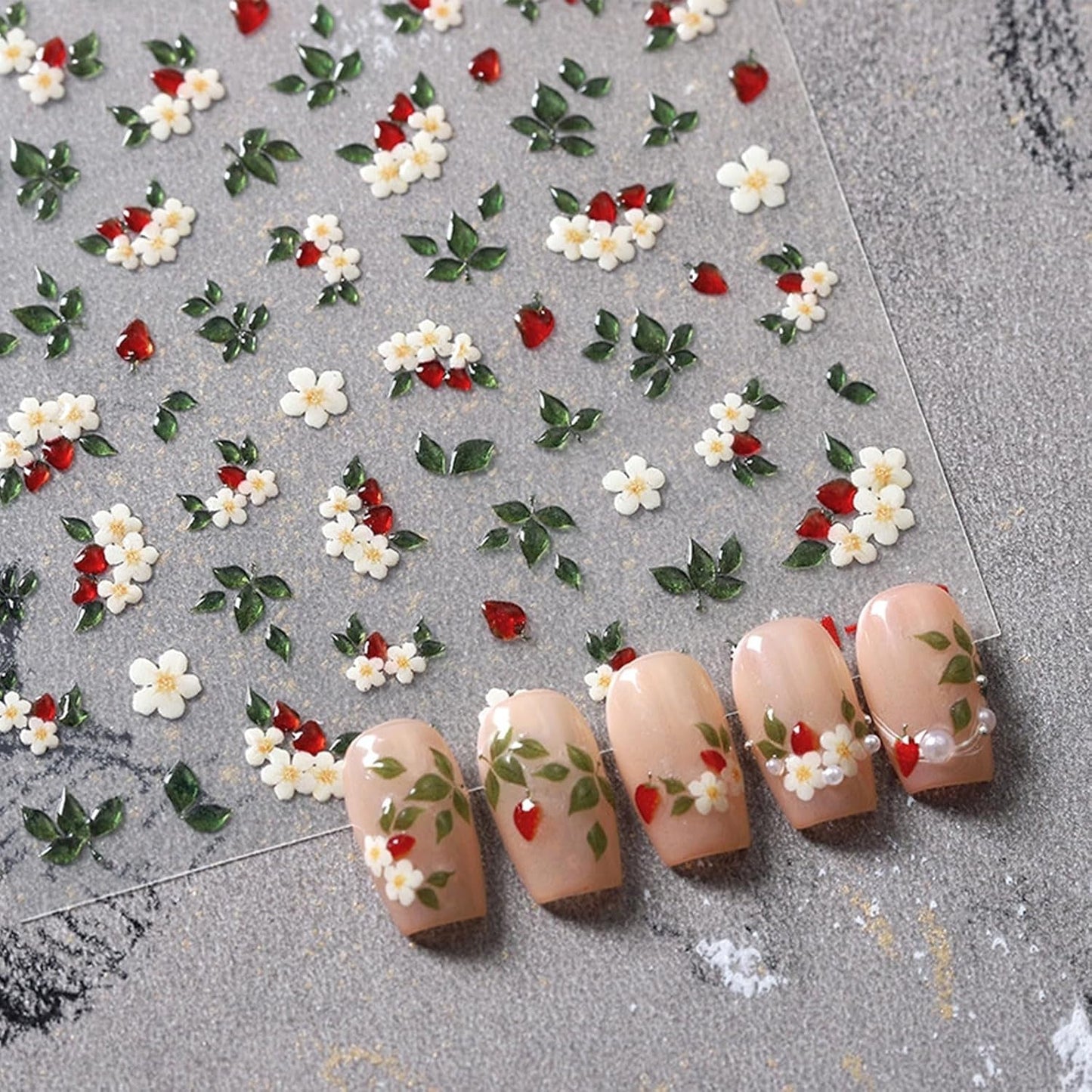 JMEOWIO 3D Nálepka na nehty Blume Nerdbeerenail Art Sticker Selbstklebend Nagelaufkleber 5D Stereoskopická dekorace Nageldesign Zubehör 1 Blatt
