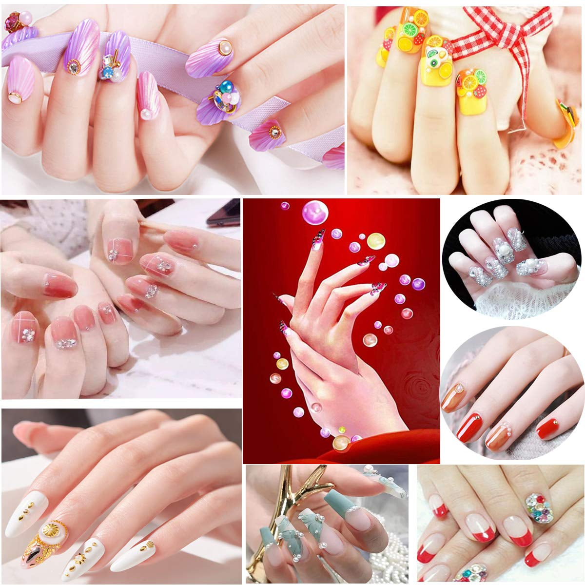 8 Boxen Nail Art Strass Kit - Nail Art Gemischt Strass Set, Nagel Kunst Strasssteine ​​​​Gems Perlen Edelsteine ​​Bunt Pferdeaugen Strass Für Nageldesign Zubehör Mit 1 Pinzetten Und 1 Strass Picker Für DIY