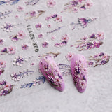 JMEOWIO 3D Nálepka na nehty Blumen Nálepka na nehty Selbstklebend Nagelaufkleber 5D Stereoskopické jarní letní dekorace Nageldesign Zubehör 4 Blatt