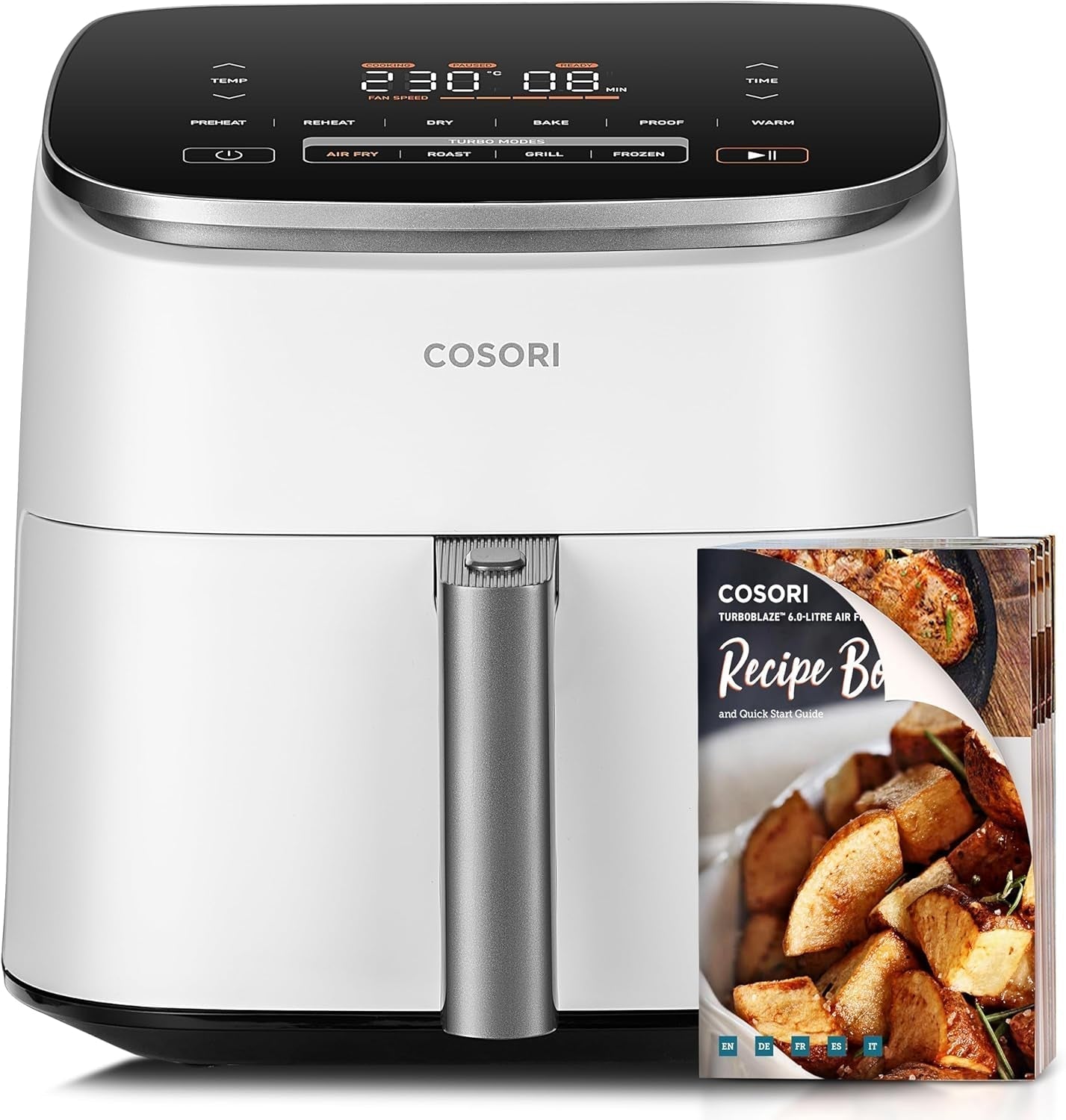 Horkovzdušná fritéza Cosori Turboblaze Airfryer, 9 v 1, 6 litrů, tiché spotřebiče Naty Shop White Turboblaze