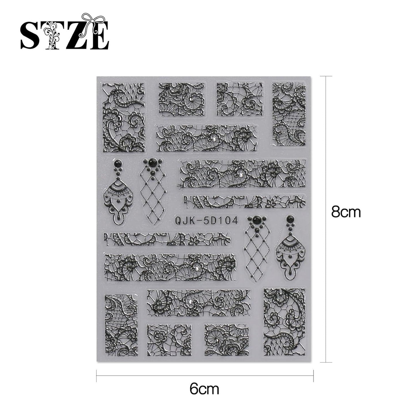 JMEOWIO 3D Nálepka na nehty Schwarz Weiß Blume Nálepka na nehty Selbstklebend Nagelaufkleber 5D Stereoskopisch Blumen Dekoration Nageldesign Zubehör 4 Blatt