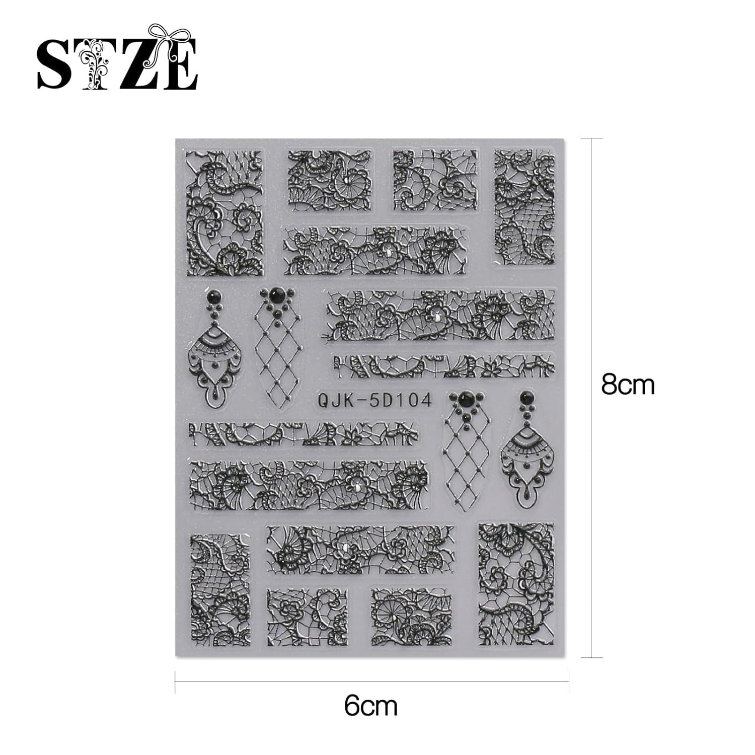 JMEOWIO 3D Nálepka na nehty Schwarz Weiß Blume Nálepka na nehty Selbstklebend Nagelaufkleber 5D Stereoskopisch Blumen Dekoration Nageldesign Zubehör 4 Blatt