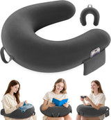 Polštář na hraní a čtení, Polštář na čtení na postel/gauč/na podlahu, Polštář na krmení/háčkovaný polštář s velkým ergonomickým herním polštářem, Polštář pro hráče pro iPad/Laptop – černý