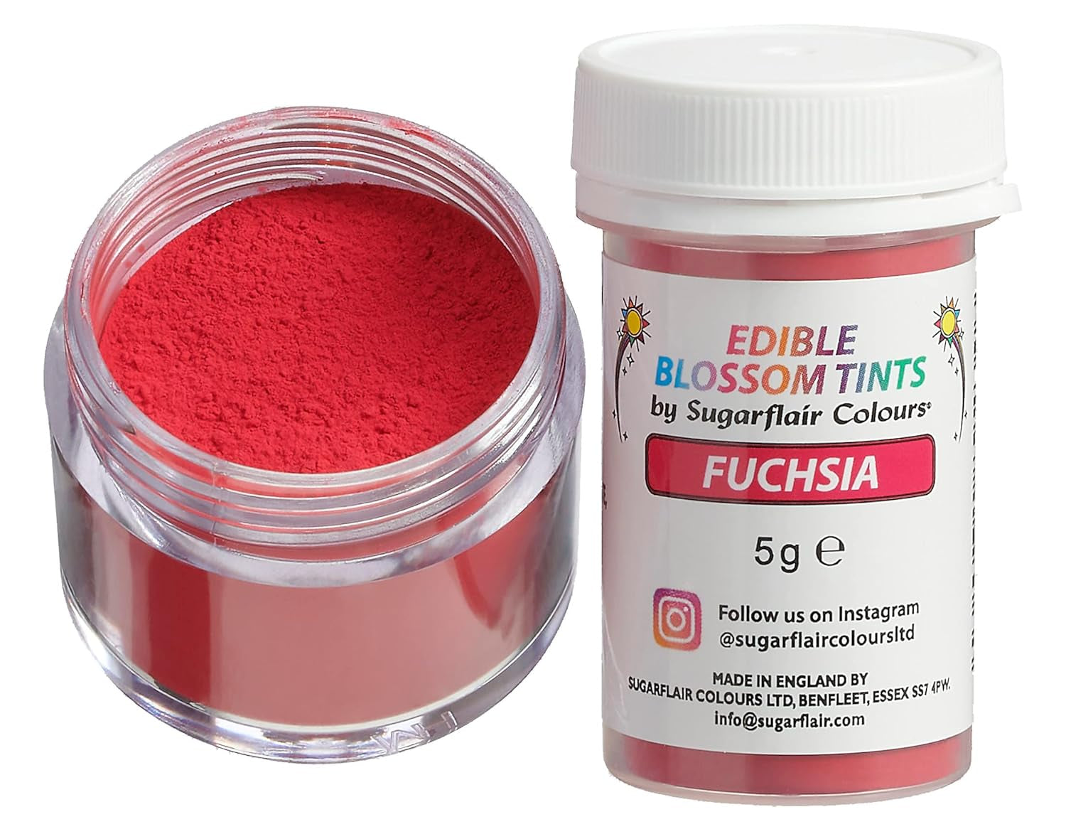 Sugarflair Blossom Tint Dust Fuchsia Food Coloring Powder - Potravinářský prášek pro zdobení dortů, cukrovou pastu, fondán, polevu, čokoládu, máslový krém, makarony a další - 5G