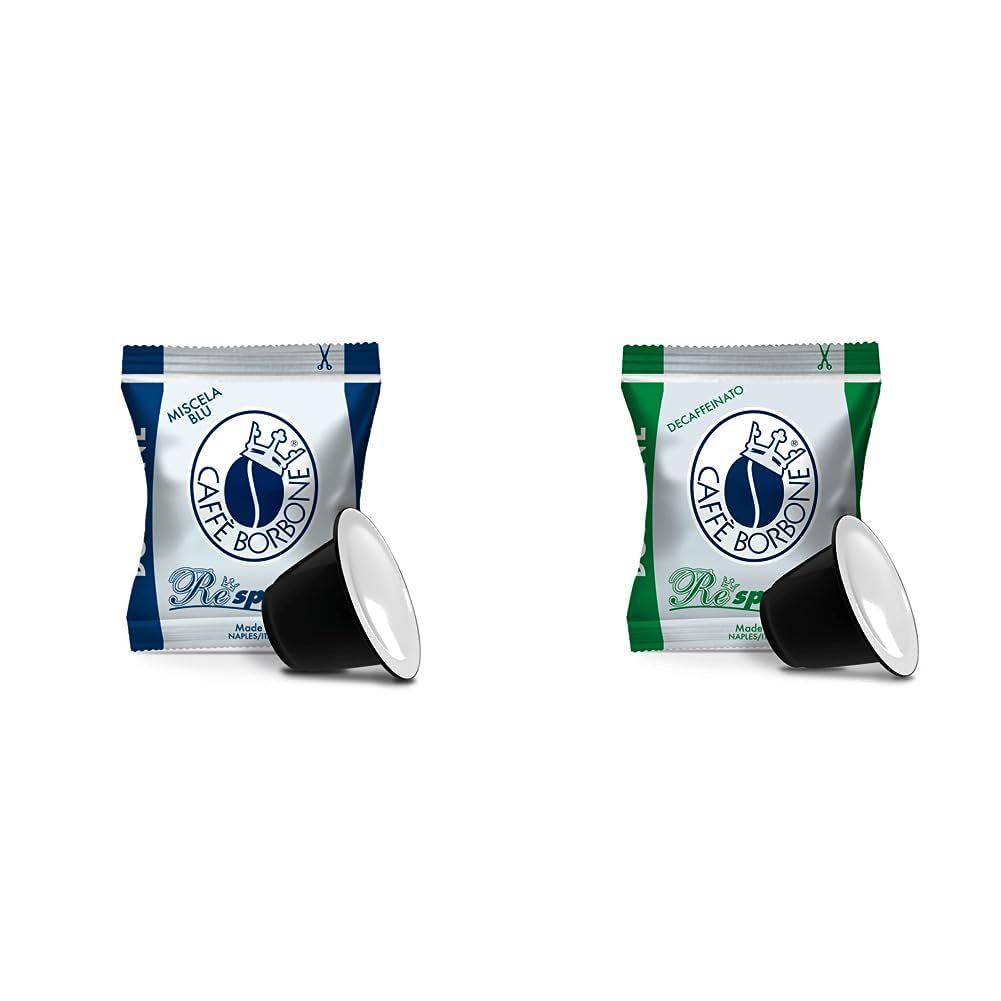 Caffè Borbone Kaffee Kapseln Respresso, Blaue Mischung, 100 stück & Kaffee Kapseln Respresso, Entkofeinierte Dek Mischung – 100 stück – Kompatibilní s Häuslichen Kaffeemaschinen Nespresso®*