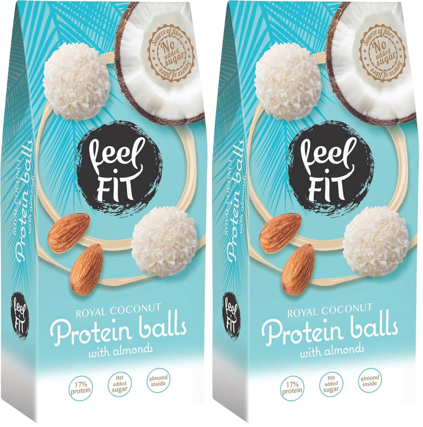 Kokosové pralinky bez cukru s mandlemi, feel FIT, bez přidaného cukru, 17 % bílkovin, 63 g