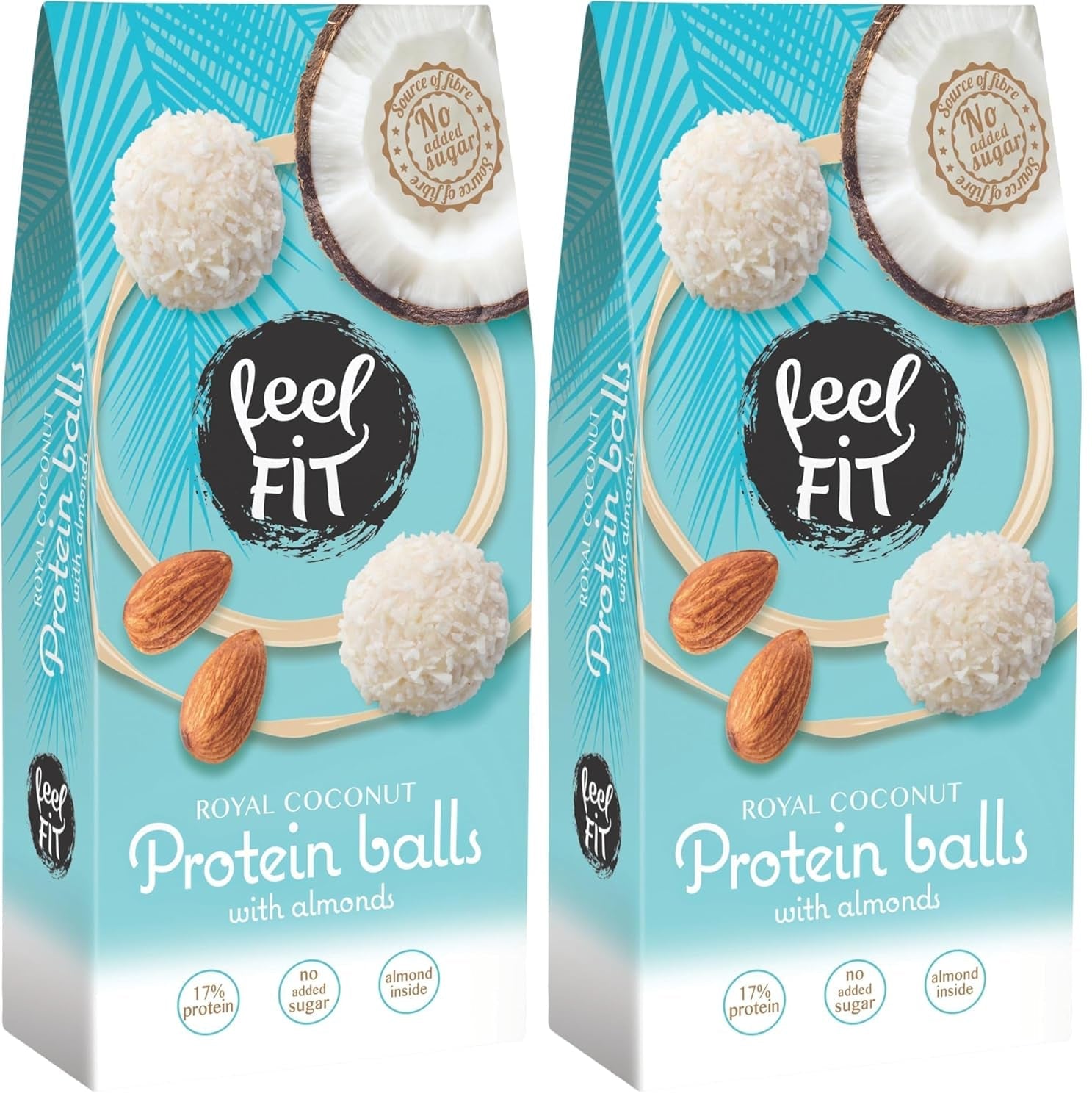 Kokosové pralinky bez cukru s mandlemi, feel FIT, bez přidaného cukru, 17 % bílkovin, 63 g