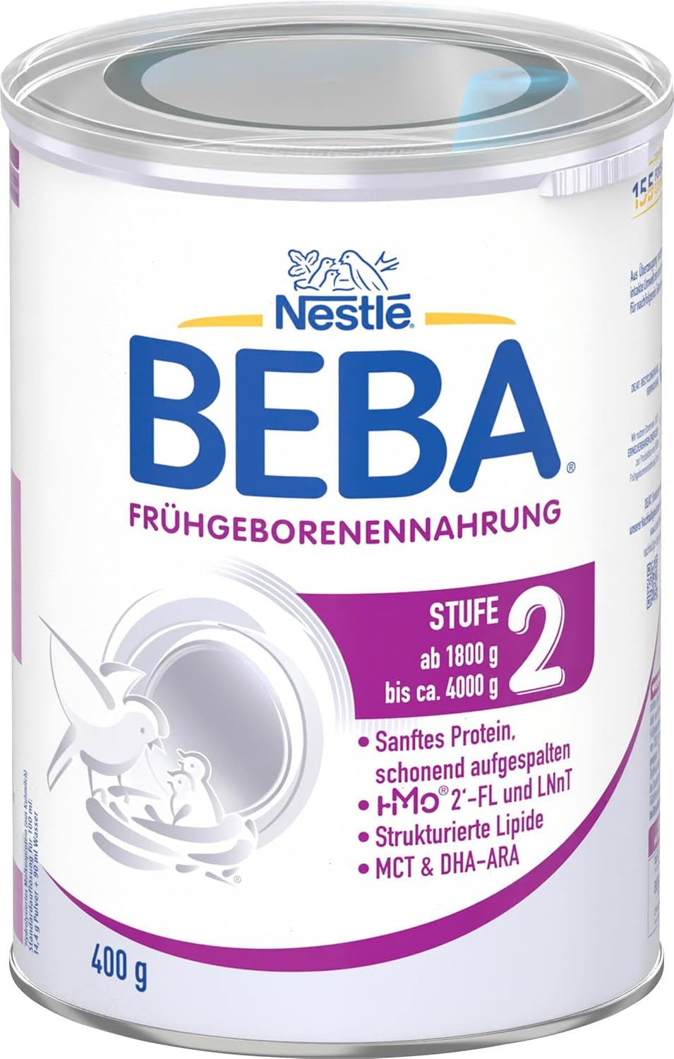 BEBA kojenecká výživa pro předčasně narozené děti, fáze 2 – předčasně narozené děti po propuštění z nemocnice, dětská výživa, dětské mléko v prášku, 1 balení (1 x 400 g)