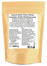 1 kg syrových sultánek Jumbo Flame, celé ovoce, bez lepku, bez sóji, bez přidaného cukru, bez konzervantů, bez sladidel, se slunečnicovým olejem Dehydrované produkty Naty Shop