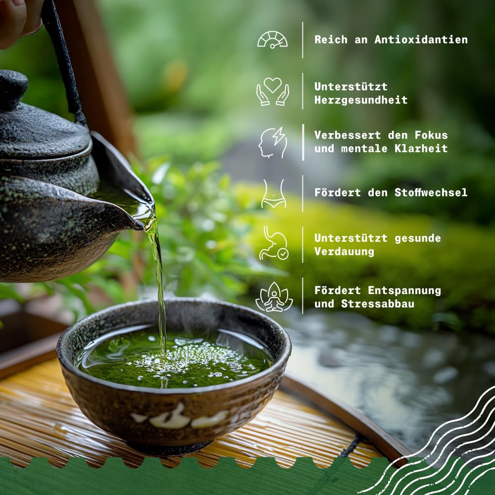 Naturalebio japonský čaj Sencha - 200 g Bio zelený čaj - 100% čistý a přírodní zelený čaj Sencha - sypané lístky z první sklizně - organický produkt vypěstovaný v Japonsku